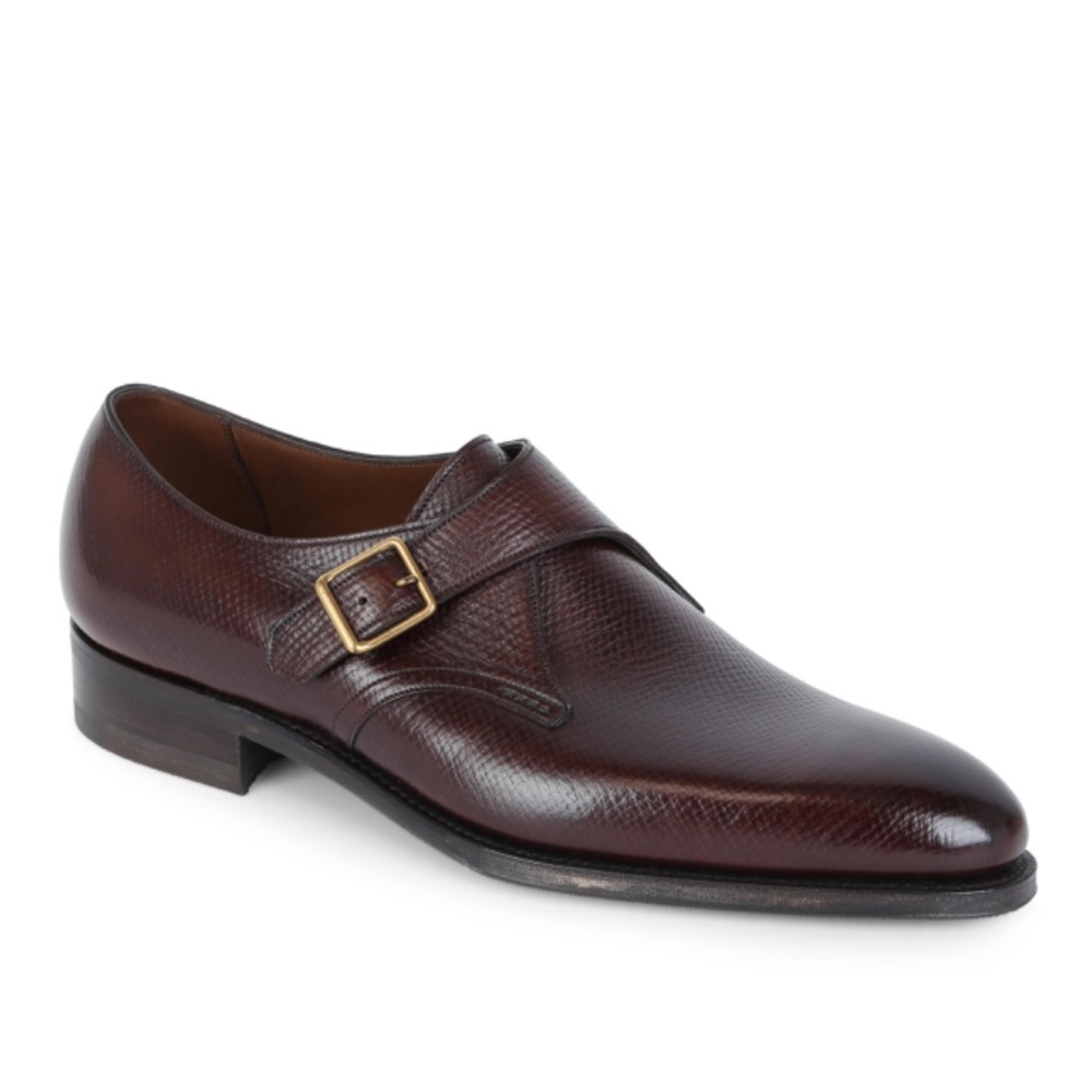 GAZIANO & GIRLING Carnegie Handmade oak Leather monk Shoes 10E / US 11 READ DESC - Picture 2 of 14